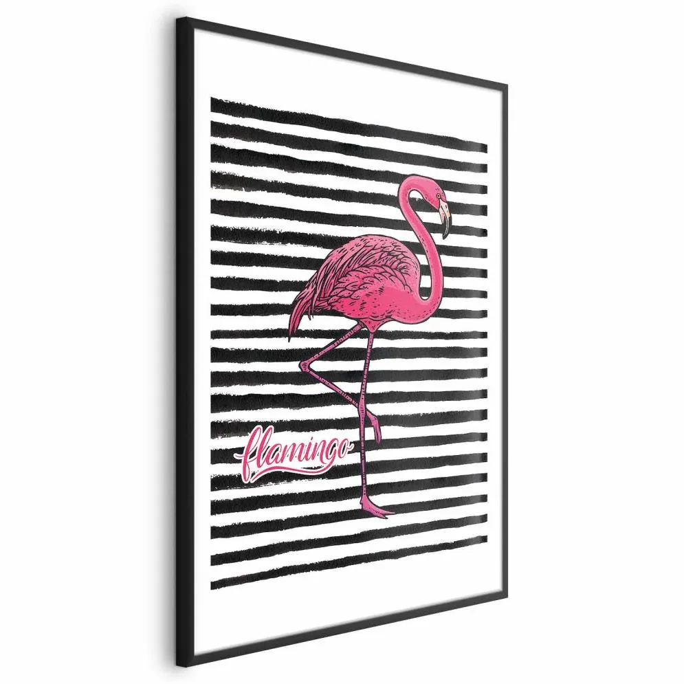 Plakat Flaming 21x30 cm z ramą czarną z marginesem | MIRAT.
