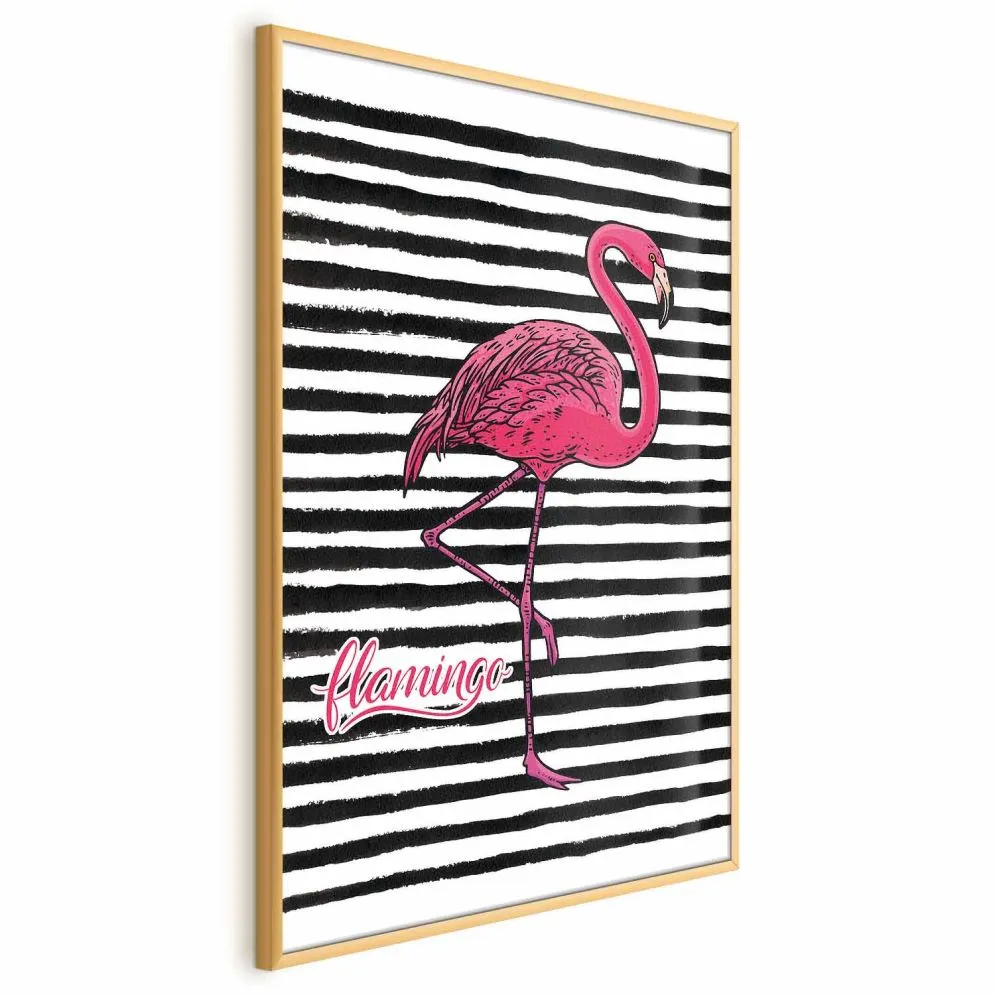 Plakat Flaming 21x30 cm z ramą złotą bez marginesu | MIRAT.
