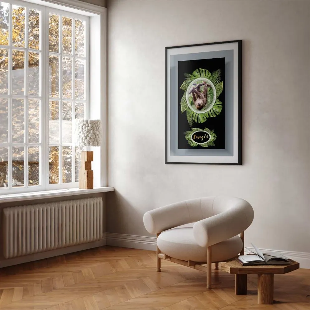 Plakat Leniwiec 29,7x42 cm z ramą czarną z marginesem | MIRAT.