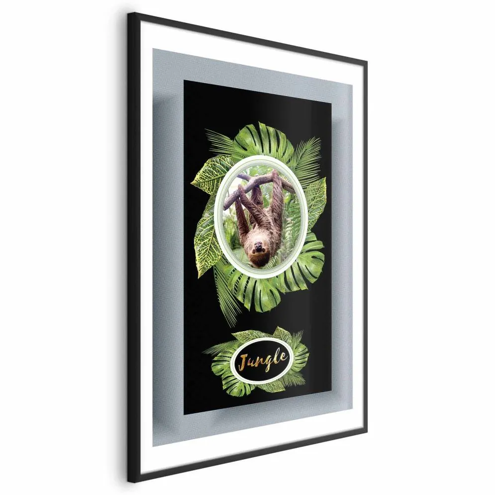 Plakat Leniwiec 29,7x42 cm z ramą czarną z marginesem | MIRAT.