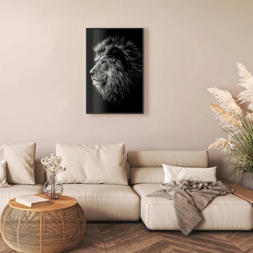 Plakat Niebieskooki lew 29,7x42 cm z ramą czarną bez marginesu | MIRAT.