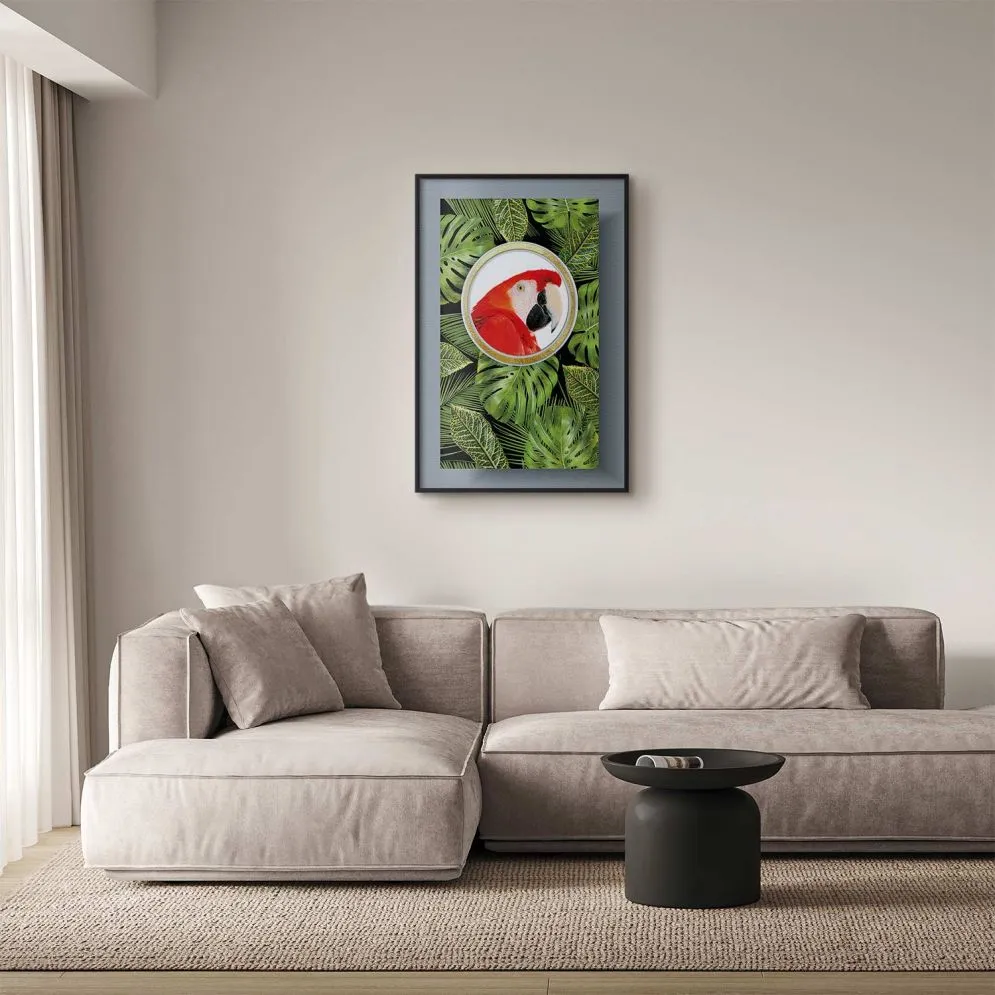 Plakat Papuga w dżungli 60x90 cm z ramą czarną bez marginesu | MIRAT.