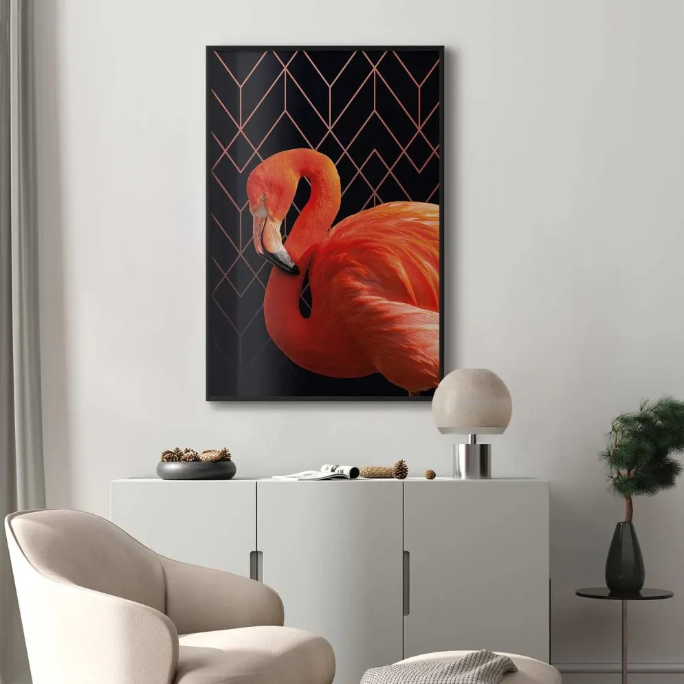 Plakat Flaming solo 21x30 cm z ramą czarną bez marginesu | MIRAT.