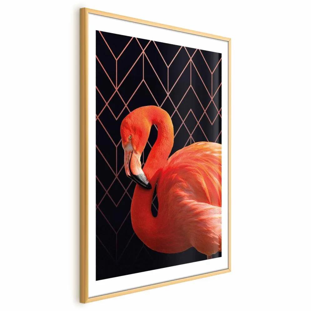 Plakat Flaming solo 21x30 cm z ramą złotą z marginesem