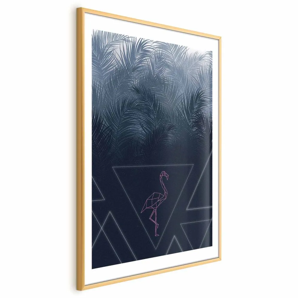 Plakat Geometryczny ptak 29,7x42 cm z ramą złotą z marginesem | MIRAT.