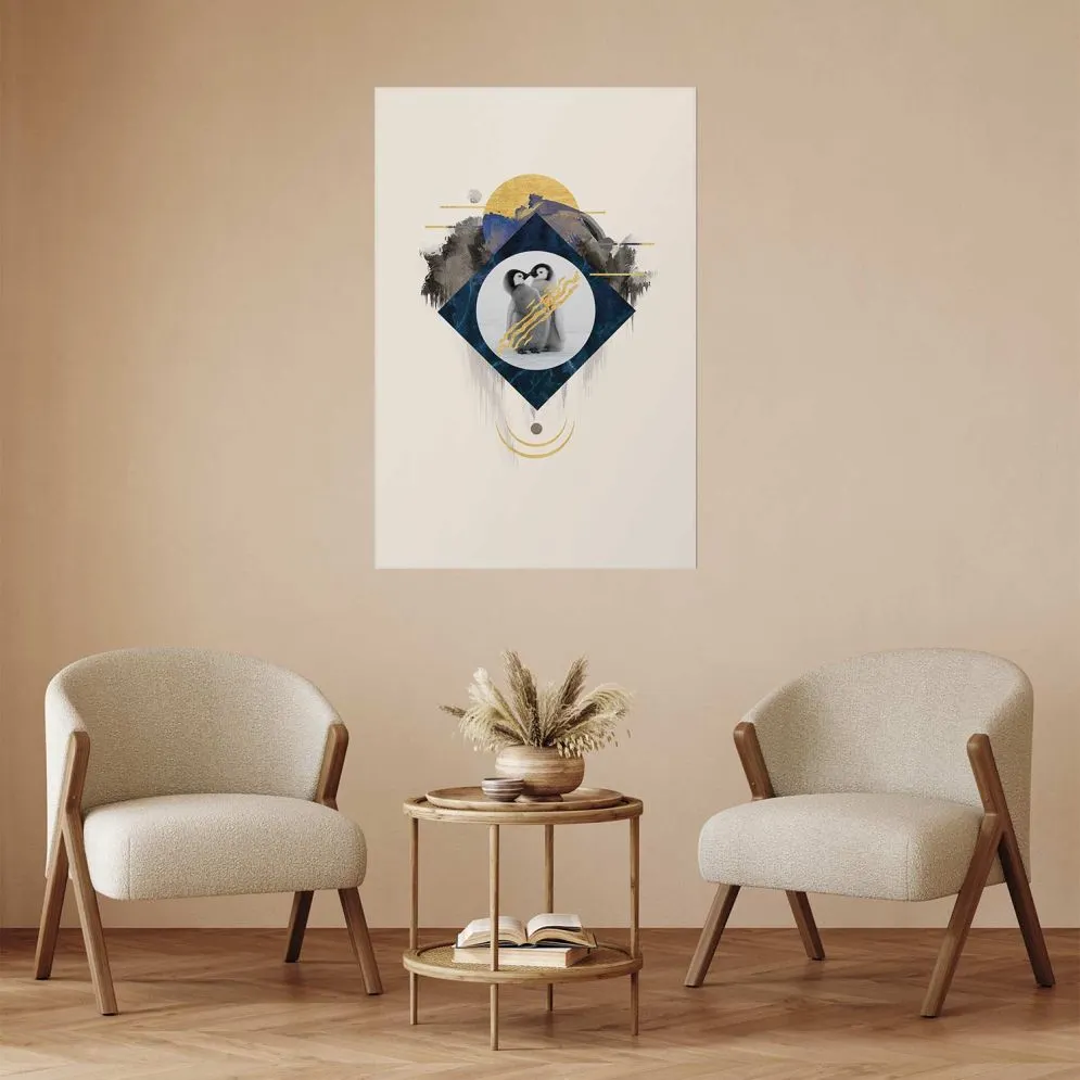 Plakat Para pingwinów 60x90 cm bez ramy z marginesem | MIRAT.