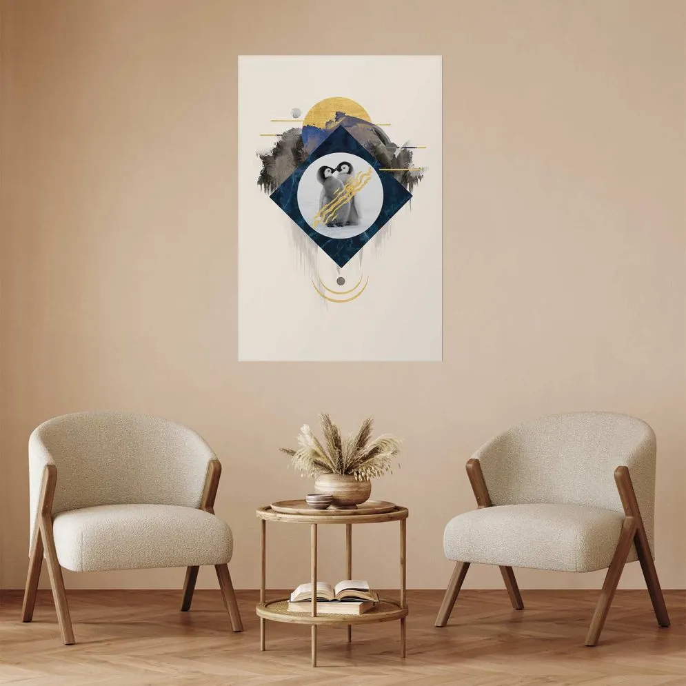 Plakat Para pingwinów 21x30 cm bez ramy bez marginesu | MIRAT.