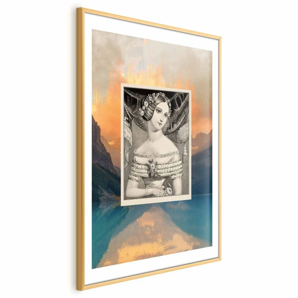 Plakat Retro portret 40x60 cm z ramą złotą z marginesem | MIRAT.