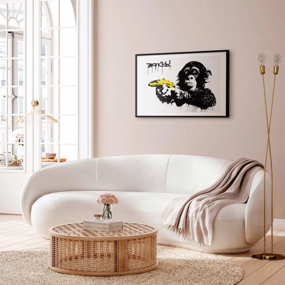 Plakat Bananowy pistolet 30x21 cm z ramą czarną z marginesem | MIRAT.