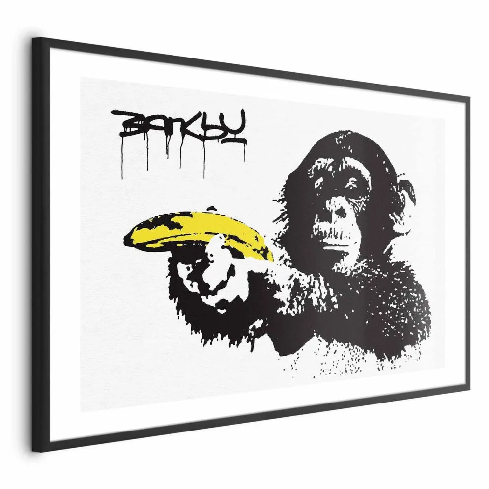 Plakat Bananowy pistolet 30x21 cm z ramą czarną z marginesem | MIRAT.