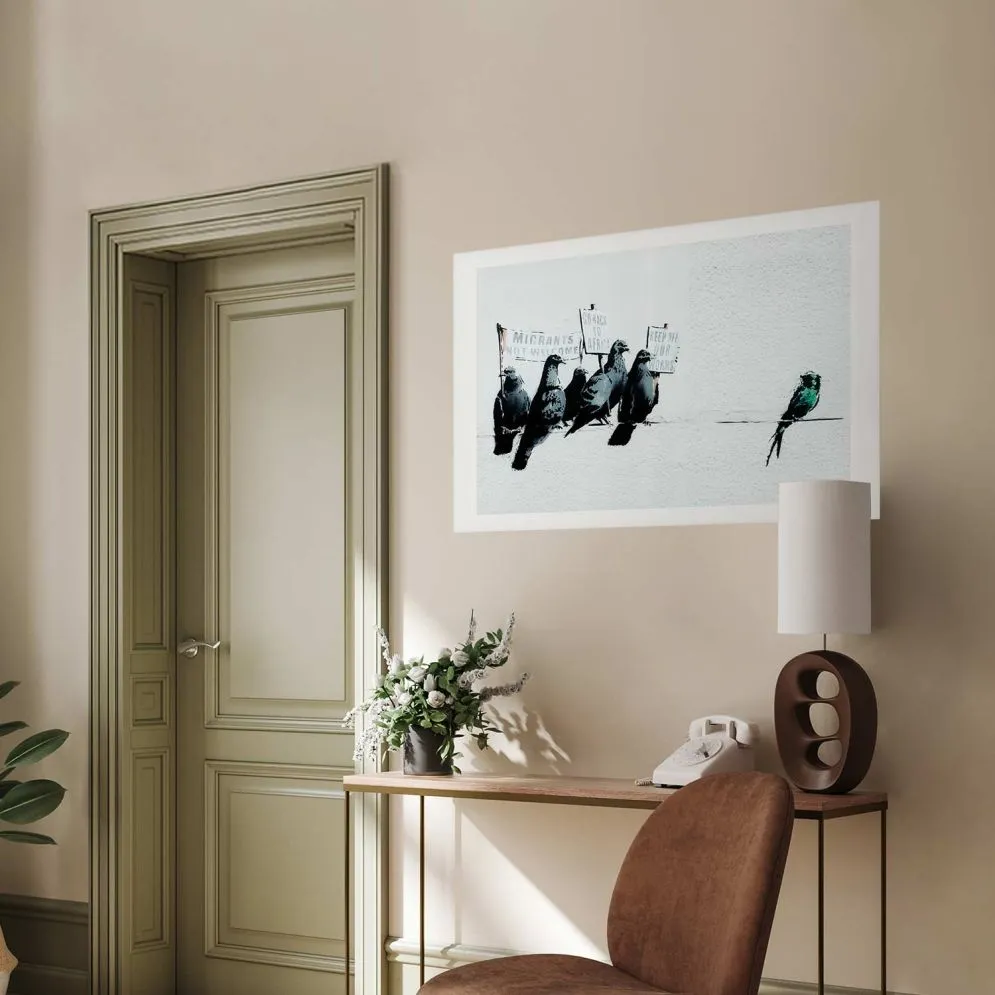 Plakat Ksenofobiczne gołębie 30x21 cm bez ramy z marginesem | MIRAT.