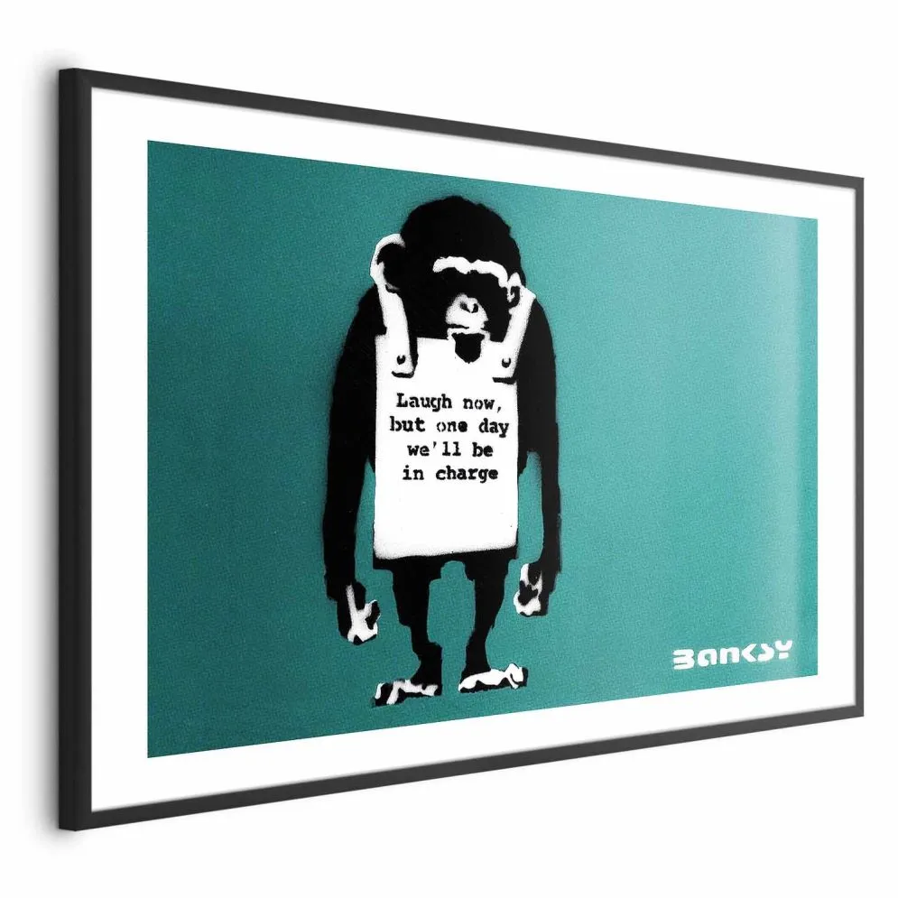 Plakat Zła małpa 42x29,7 cm z ramą czarną z marginesem | MIRAT.