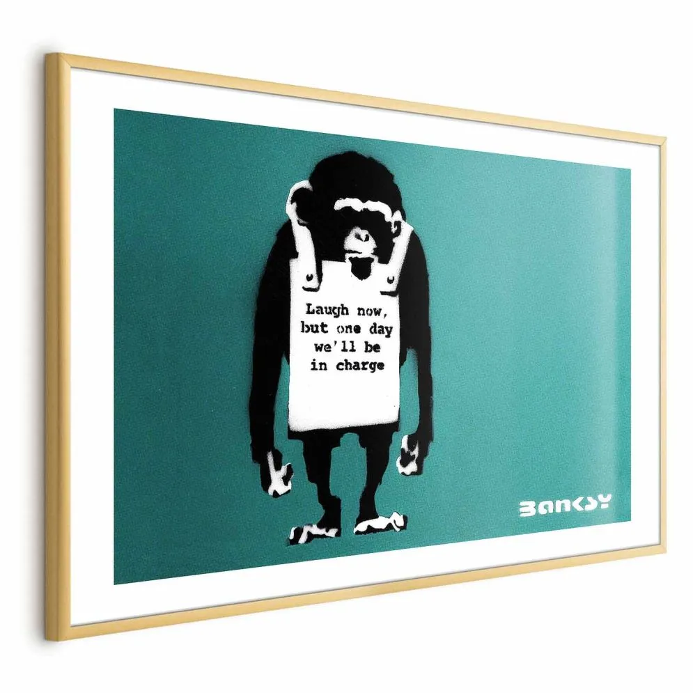 Plakat Zła małpa 30x21 cm z ramą złotą z marginesem | MIRAT.