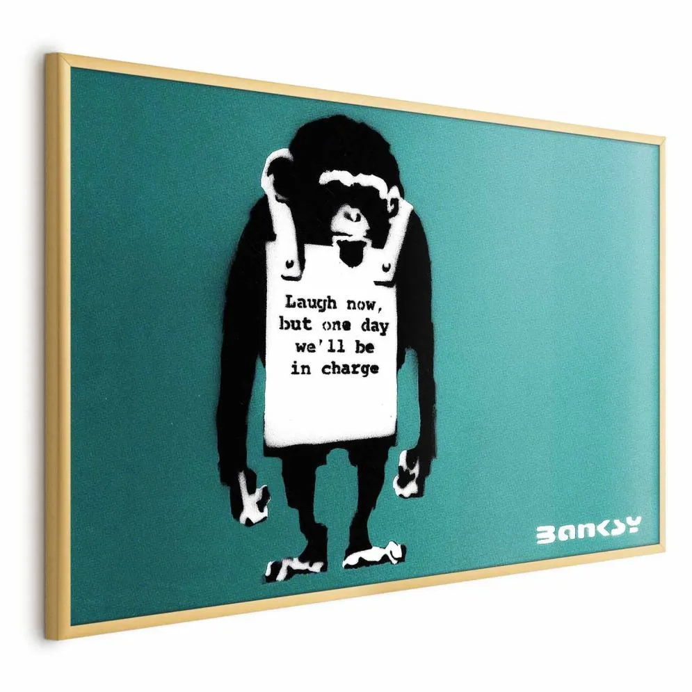 Plakat Zła małpa 90x60 cm z ramą złotą bez marginesu | MIRAT.
