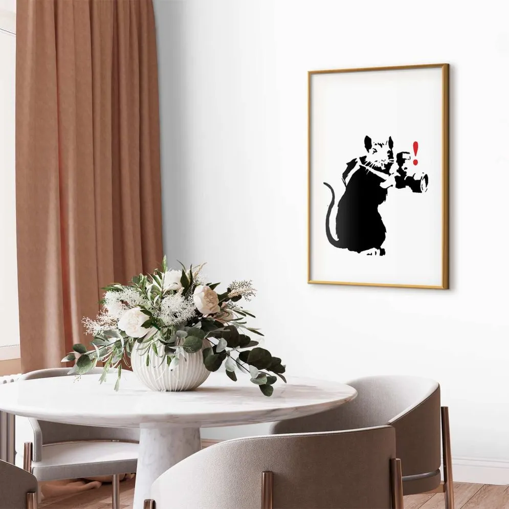 Plakat Szczur fotograf 21x30 cm z ramą złotą bez marginesu | MIRAT.