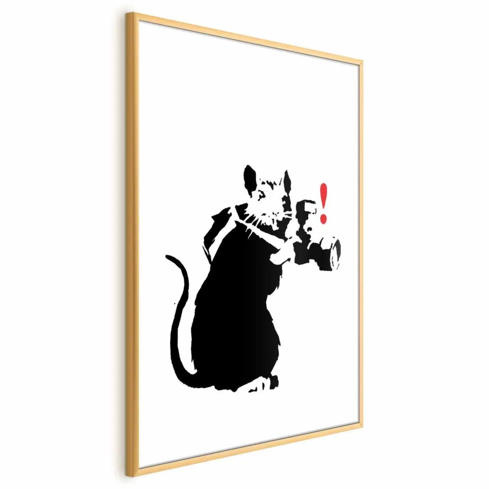 Plakat Szczur fotograf 21x30 cm z ramą złotą bez marginesu | MIRAT.