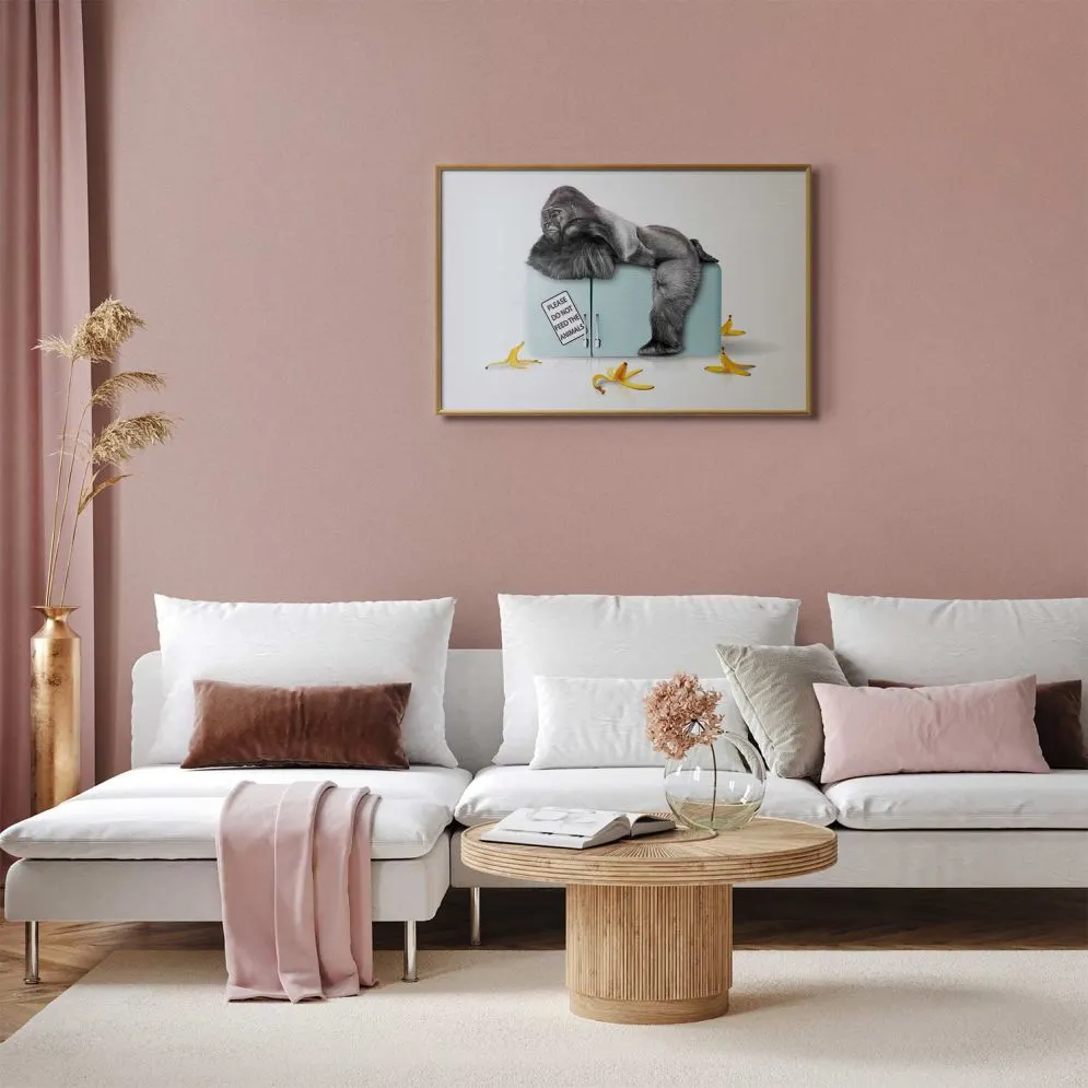 Plakat Głodny goryl 60x40 cm z ramą złotą bez marginesu | MIRAT.