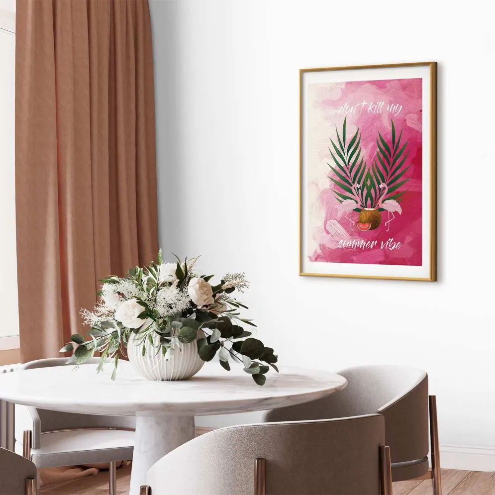 Plakat Summer Vibe 21x30 cm z ramą złotą z marginesem | MIRAT.