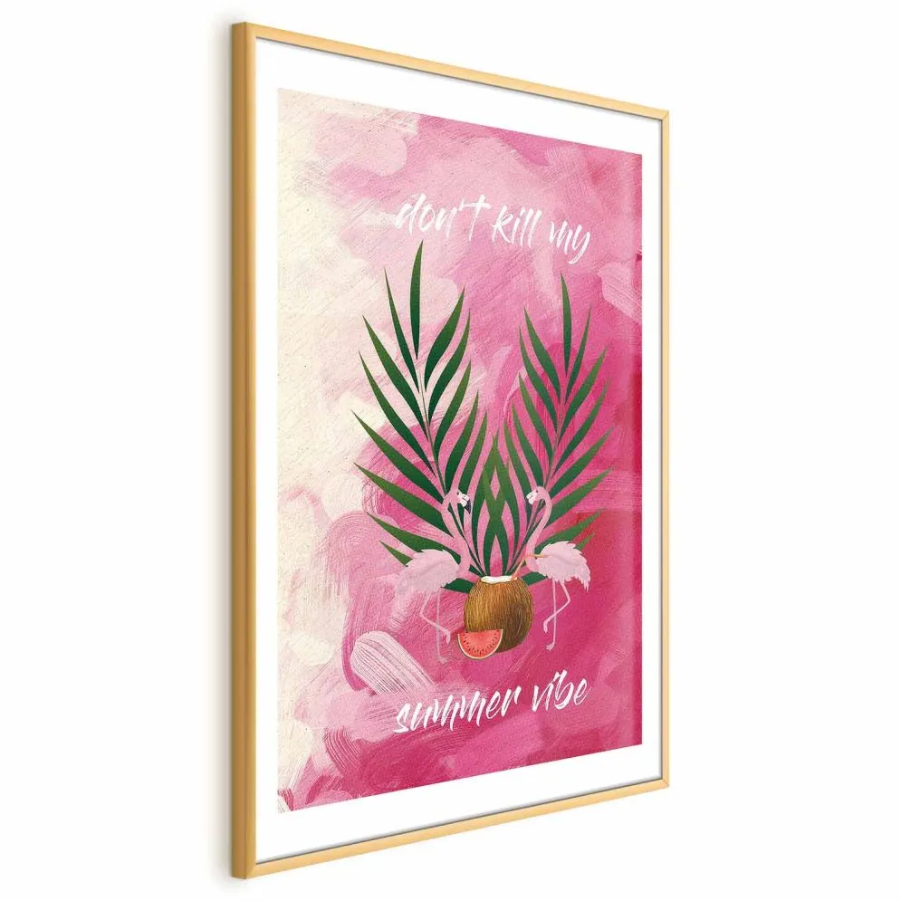 Plakat Summer Vibe 21x30 cm z ramą złotą z marginesem | MIRAT.