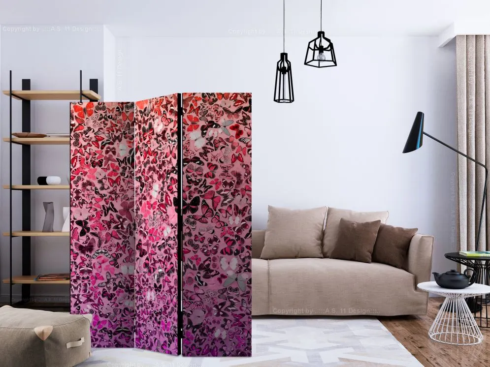 Parawan dwustronny Tła i desenie 135x172 cm 3-częściowy różowy | MIRAT.