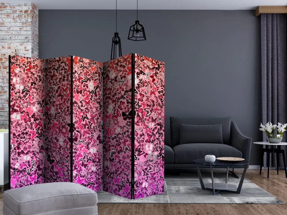 Parawan akustyczny Tła i desenie 225x172 cm 5-częściowy różowy | MIRAT.