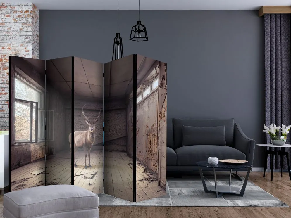 Parawan jednostronny Zwierzęta 225x172 cm 5-częściowy czarny | MIRAT.