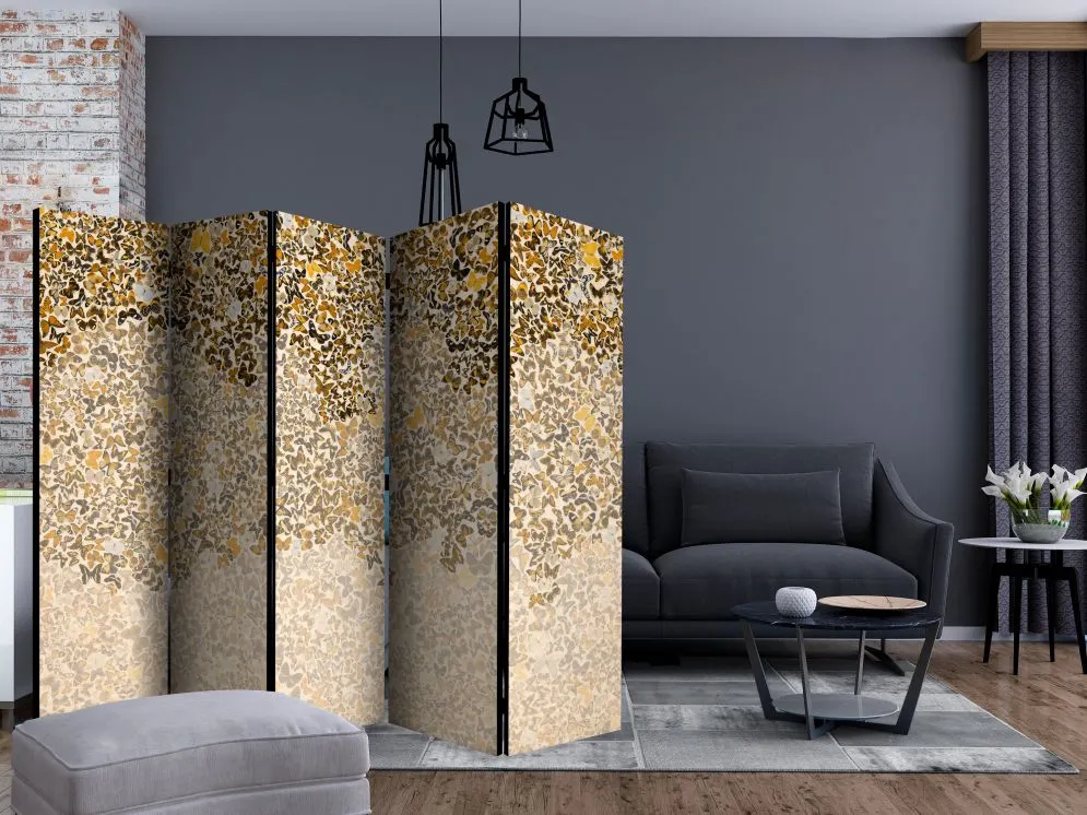 Parawan akustyczny Tła i desenie 225x172 cm 5-częściowy beżowy | MIRAT.