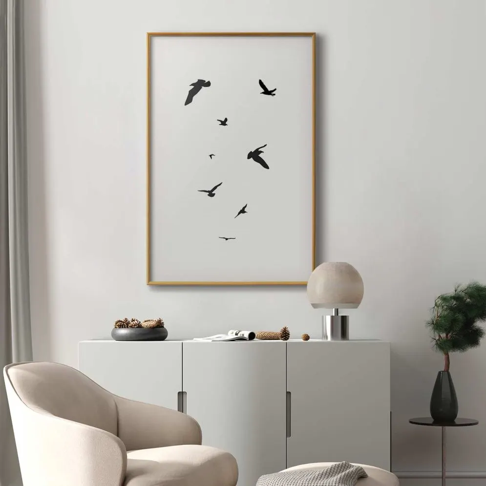 Plakat Wieczorny lot 21x30 cm z ramą złotą z marginesem | MIRAT.