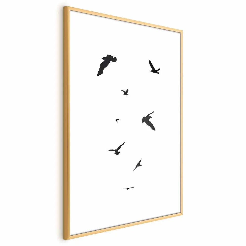 Plakat Wieczorny lot 21x30 cm z ramą złotą z marginesem | MIRAT.