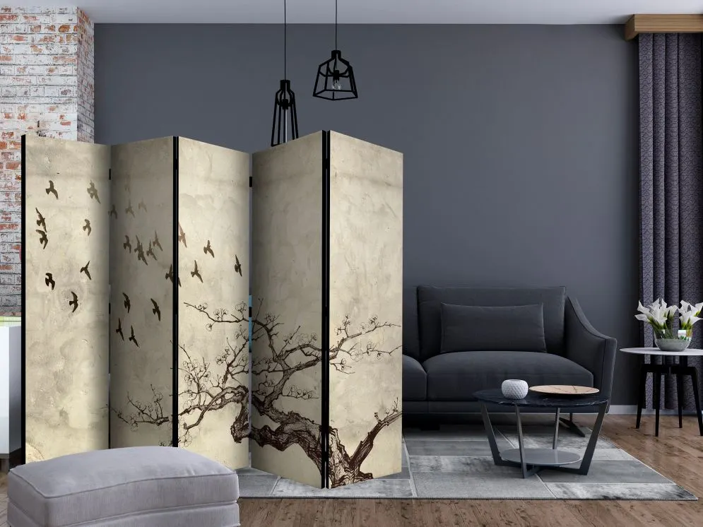Parawan dwustronny Pejzaże 225x172 cm 5-częściowy biały | MIRAT.