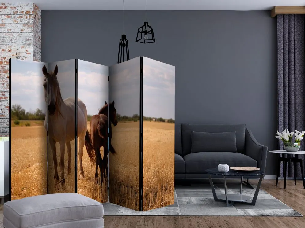 Parawan akustyczny Zwierzęta 225x172 cm 5-częściowy beżowy | MIRAT.