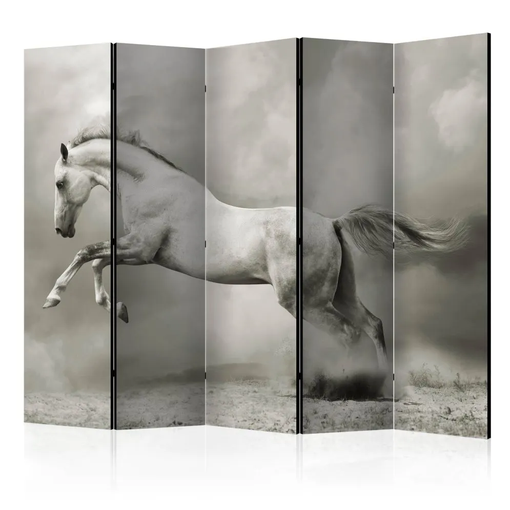 Parawan jednostronny Zwierzęta 225x172 cm 5-częściowy szary | MIRAT.
