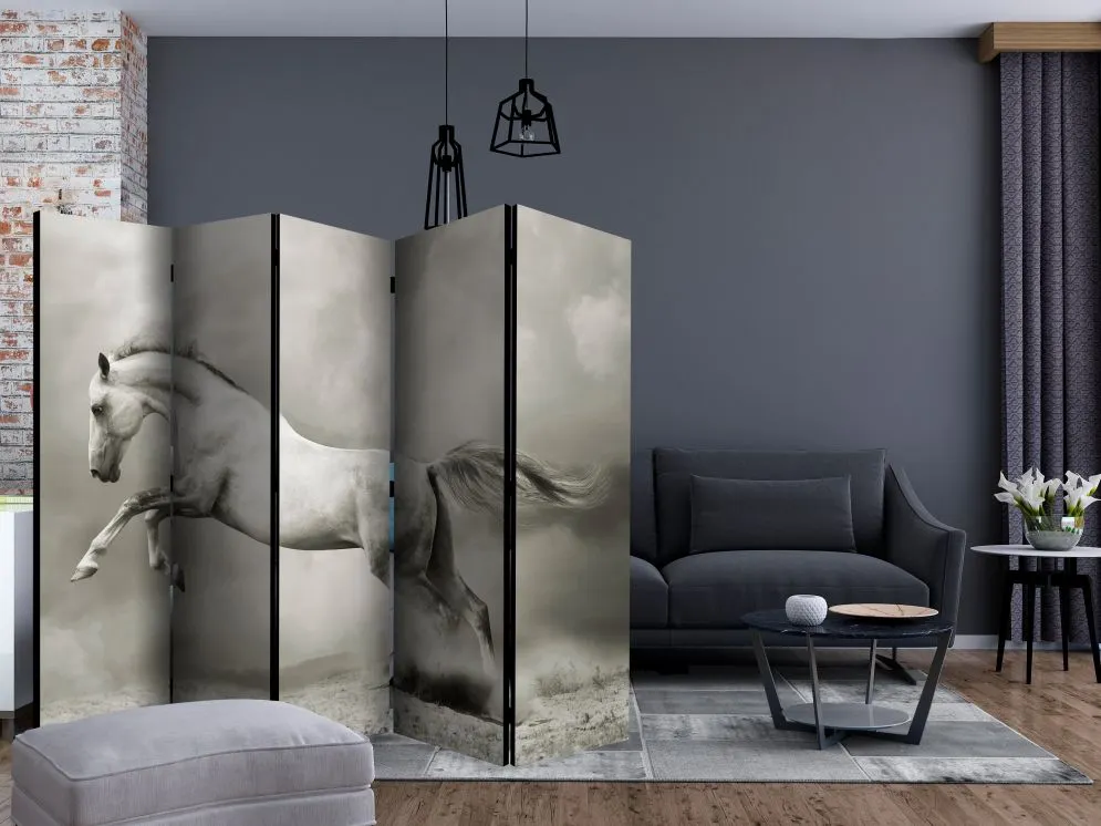Parawan jednostronny Zwierzęta 225x172 cm 5-częściowy szary | MIRAT.