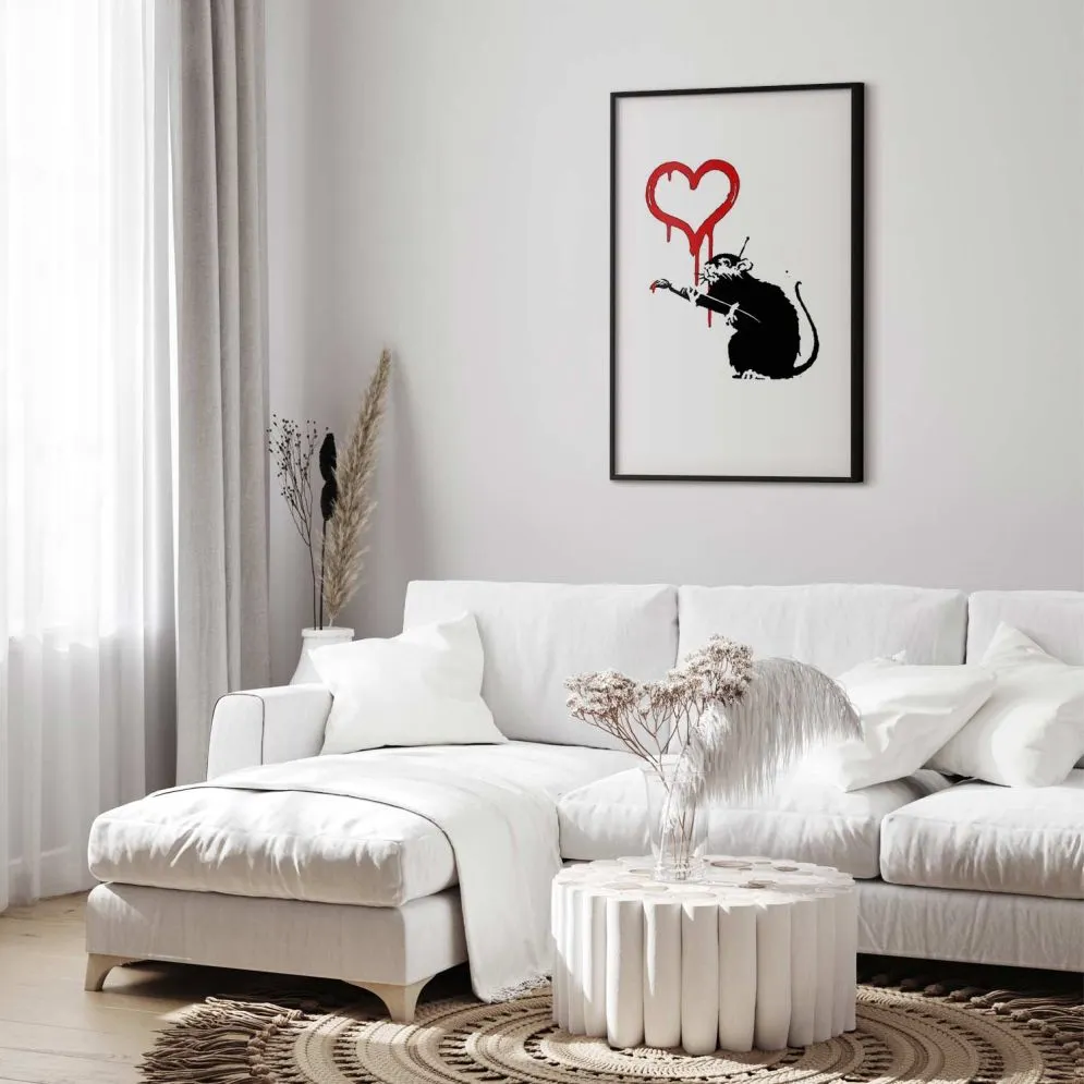 Plakat Love Rat 21x30 cm z ramą czarną z marginesem | MIRAT.