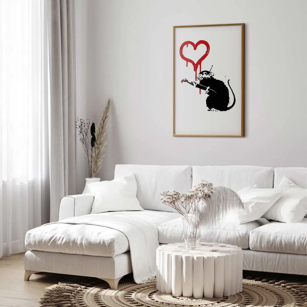 Plakat Love Rat 29,7x42 cm z ramą złotą bez marginesu | MIRAT.