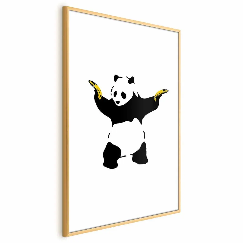 Plakat Panda with Guns 40x60 cm z ramą złotą z marginesem | MIRAT.