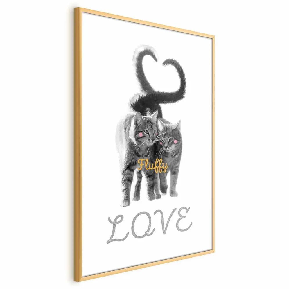 Plakat Fluffy Love 21x30 cm z ramą złotą bez marginesu