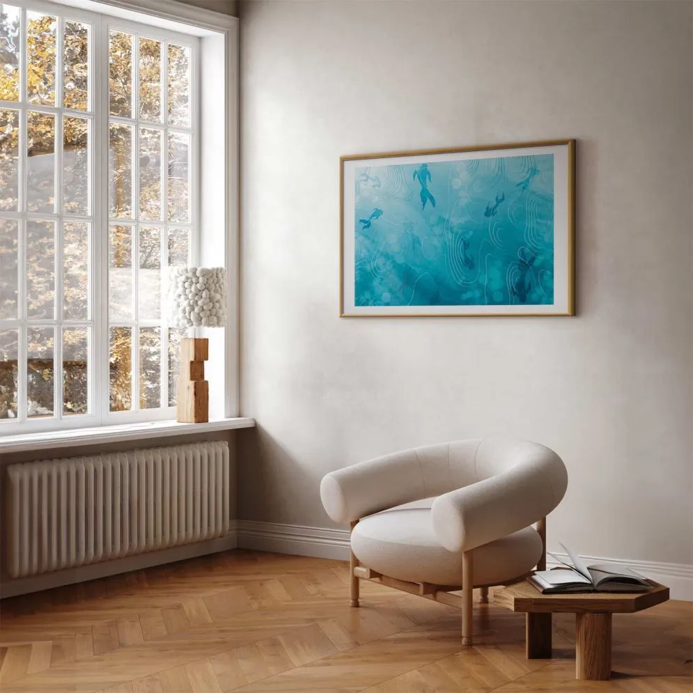 Plakat Japoński staw 90x60 cm z ramą złotą z marginesem | MIRAT.