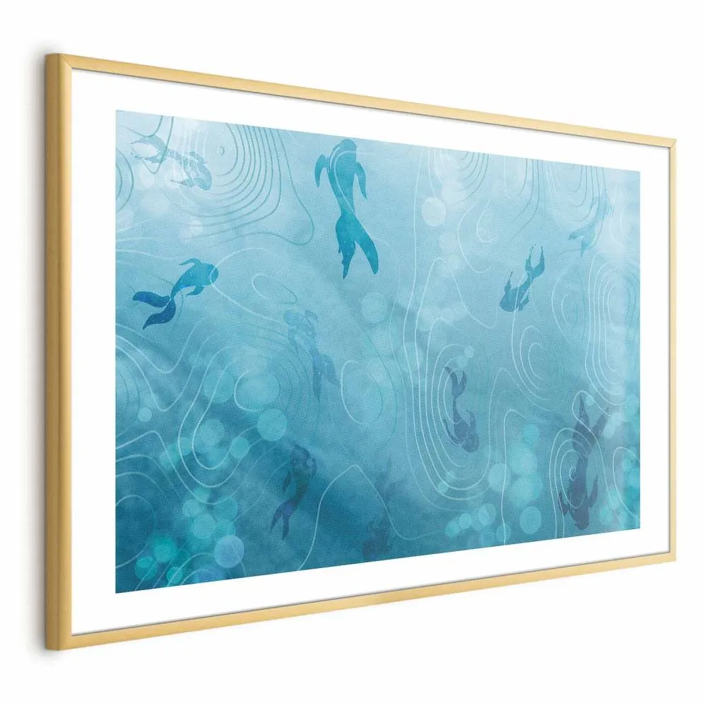 Plakat Japoński staw 90x60 cm z ramą złotą z marginesem | MIRAT.