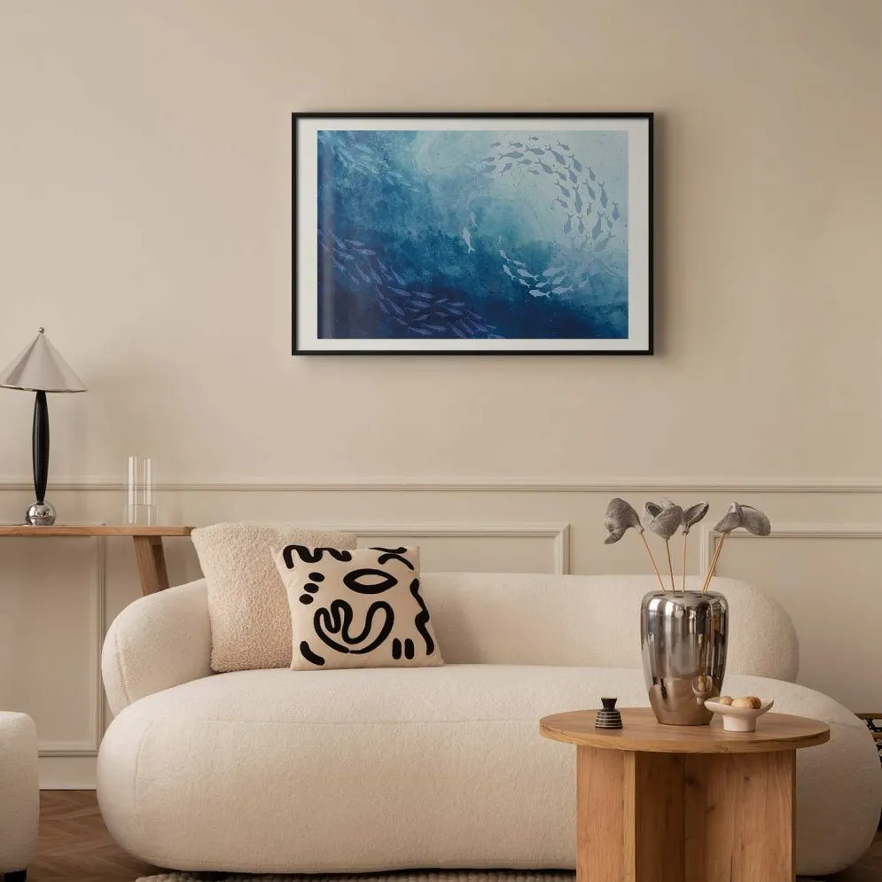 Plakat Morska toń 42x29,7 cm z ramą czarną z marginesem | MIRAT.