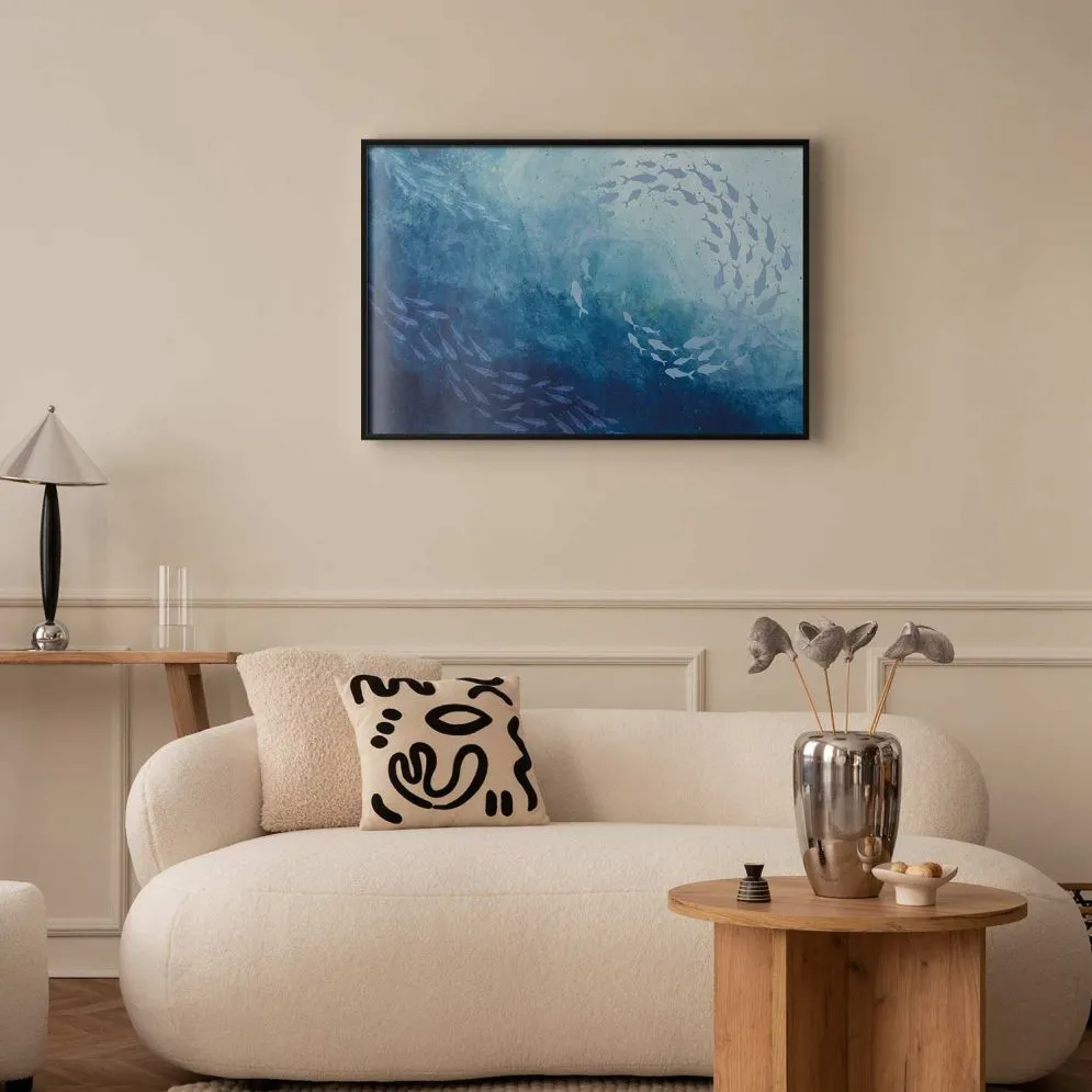 Plakat Morska toń 90x60 cm z ramą czarną bez marginesu | MIRAT.