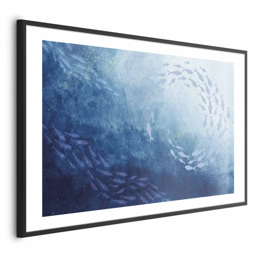 Plakat Morska toń 42x29,7 cm z ramą czarną z marginesem | MIRAT.