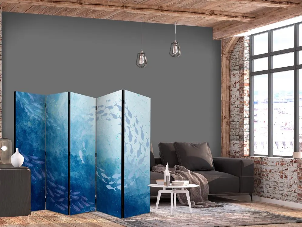 Parawan jednostronny Zwierzęta 225x172 cm 5-częściowy niebieski | MIRAT.