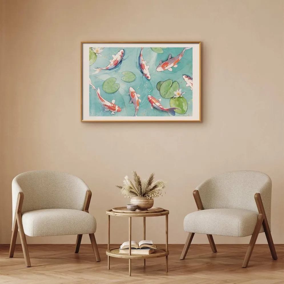 Plakat Staw w Japonii 42x29,7 cm z ramą złotą z marginesem | MIRAT.
