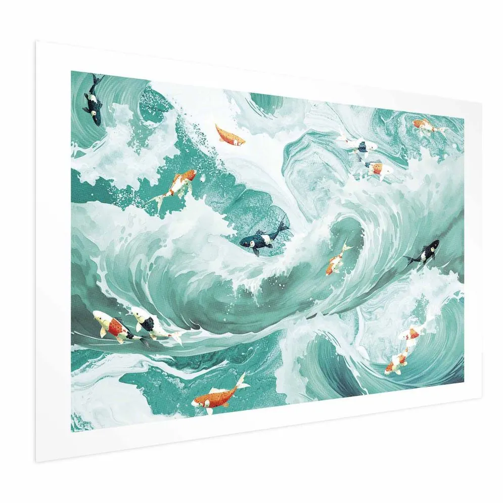 Plakat Ryby i fale 42x29,7 cm bez ramy z marginesem | MIRAT.