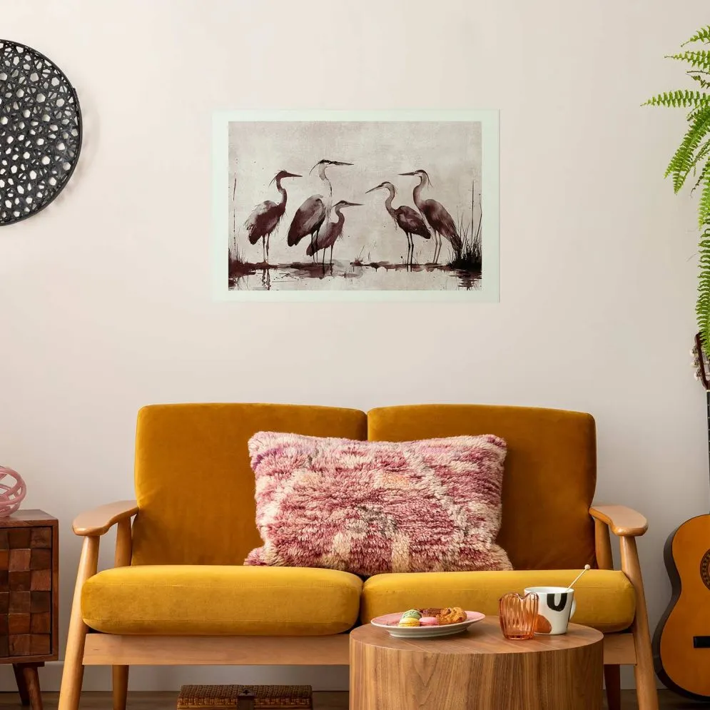 Plakat Malowane czaple 90x60 cm bez ramy z marginesem | MIRAT.