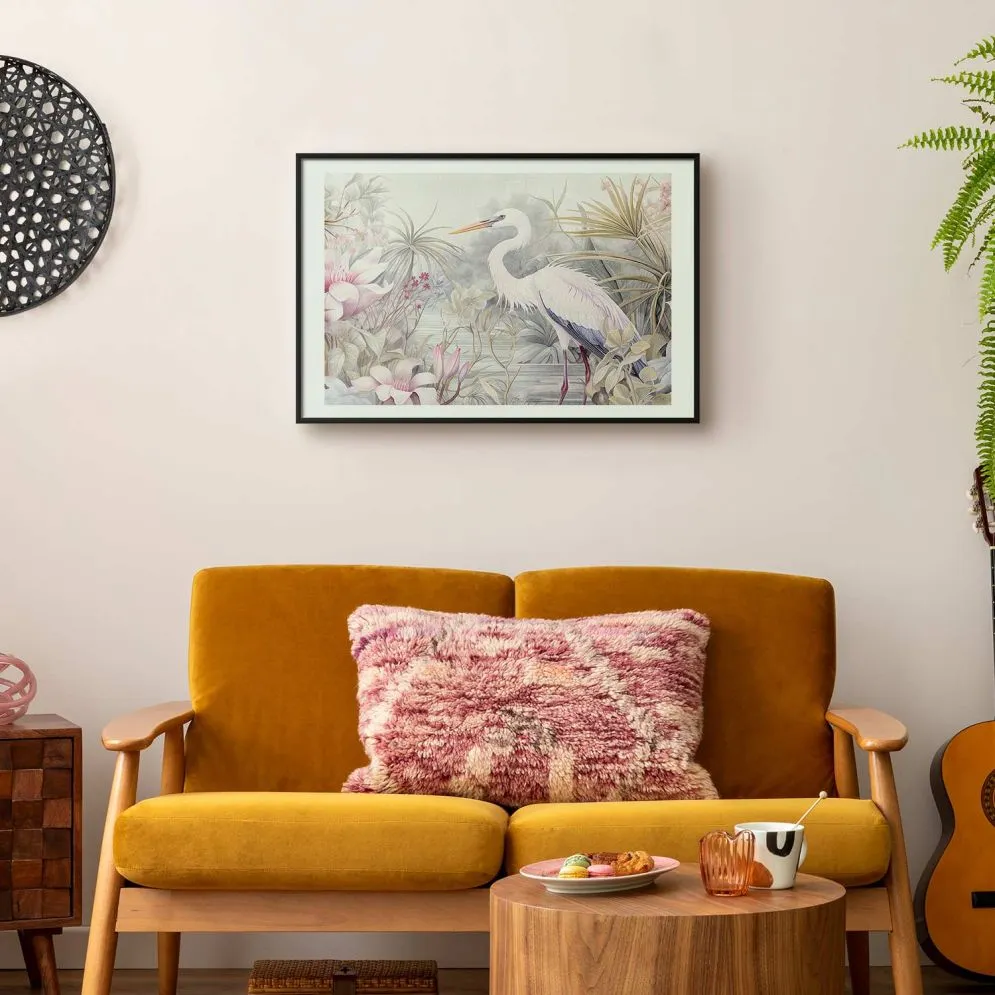 Plakat Czapla 60x40 cm z ramą czarną z marginesem | MIRAT.