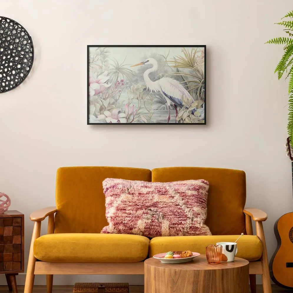 Plakat Czapla 90x60 cm z ramą czarną bez marginesu | MIRAT.