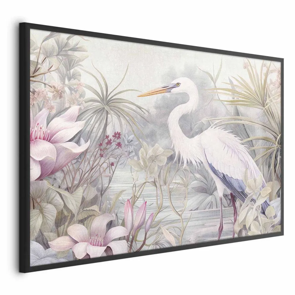 Plakat Czapla 90x60 cm z ramą czarną bez marginesu | MIRAT.