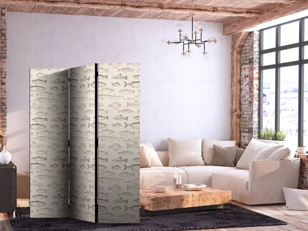 Parawan dwustronny Zwierzęta 135x172 cm 3-częściowy beżowy | MIRAT.